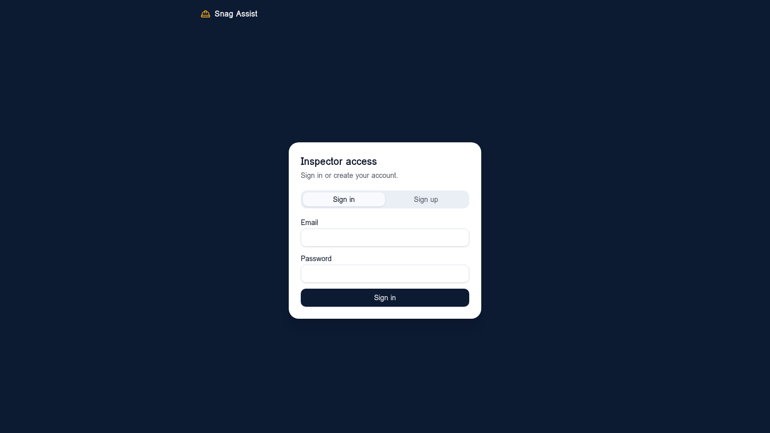 Sign-up screen