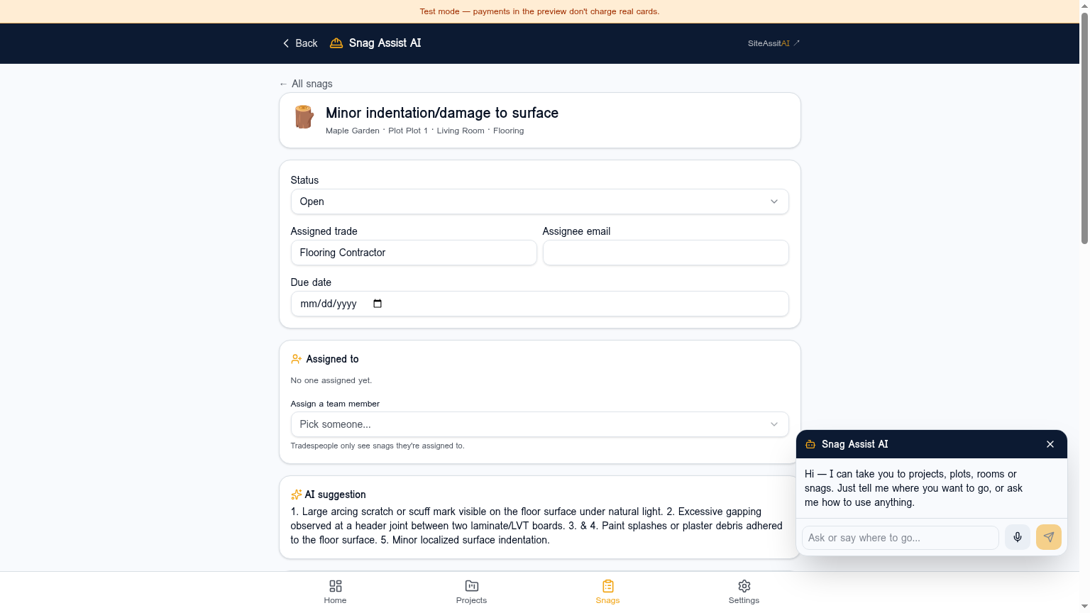 AI assistant chat panel